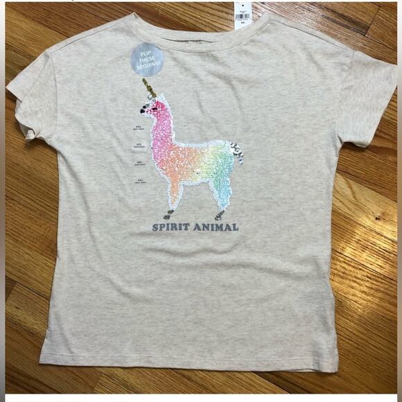 NWT gap girls llama sequin t shirt with flipable sequins - Picture 1 of 4